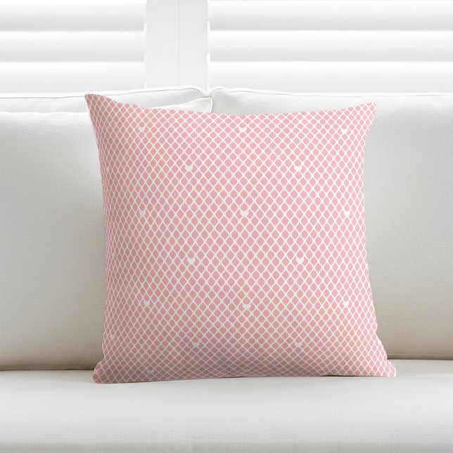 Pretty Love Heart Lattice Mesh Pink Modern Kudde (Skapare uppladdad)