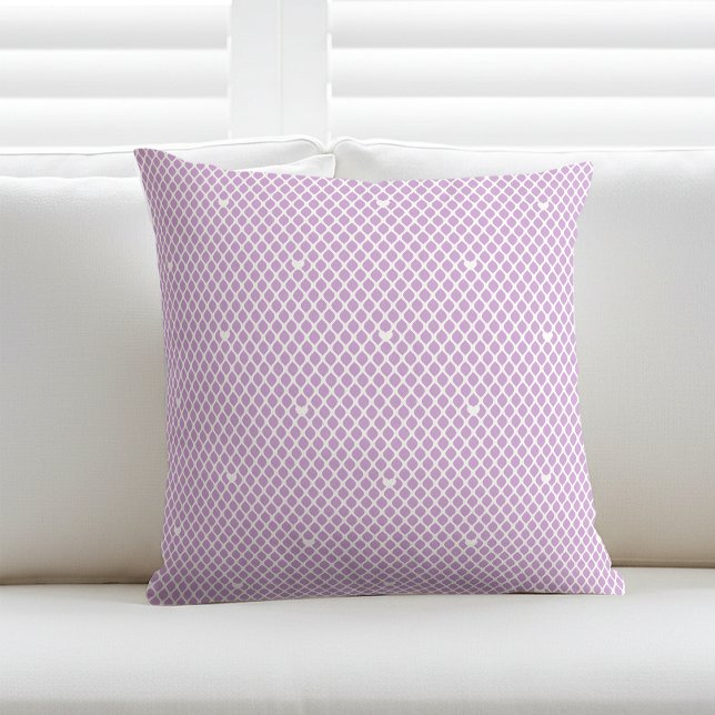 Pretty Love Heart Lattice Mesh Purple Modern Kudde (Skapare uppladdad)