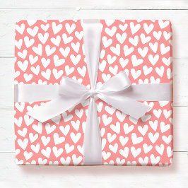 Pretty Love Heart Pattern Apricot Pink Valentine Presentpapper