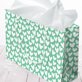 Pretty Love Heart Pattern Mint White Valentine