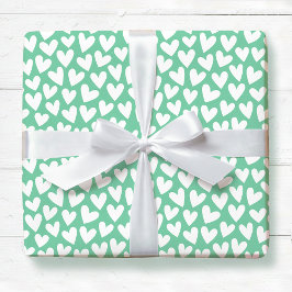 Pretty Love Heart Pattern Mint White Valentine Presentpapper