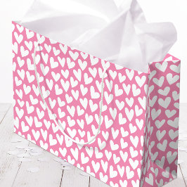 Pretty Love Heart Pattern Pink White Valentine