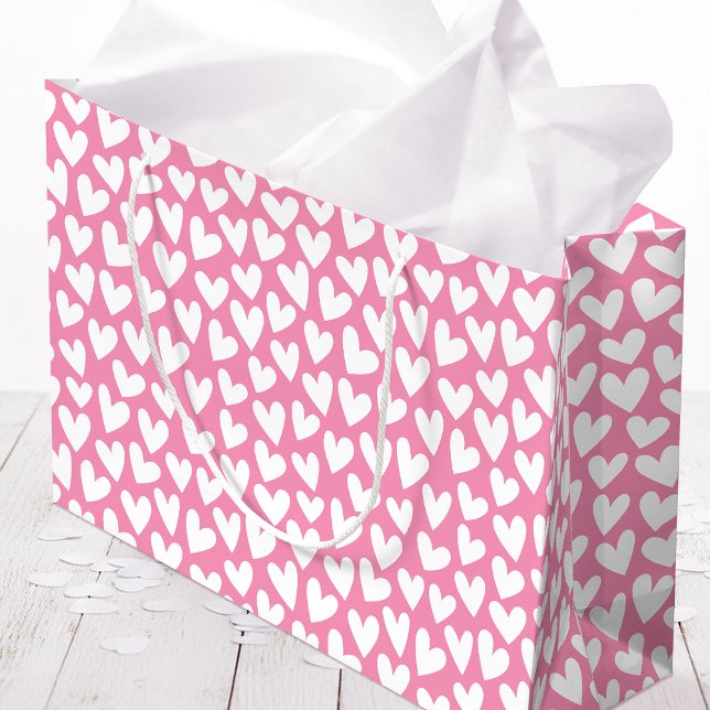 Pretty Love Heart Pattern Pink White Valentine (Skapare uppladdad)