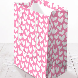 Pretty Love Heart Pattern Pink White Valentine