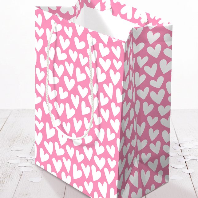Pretty Love Heart Pattern Pink White Valentine (Skapare uppladdad)