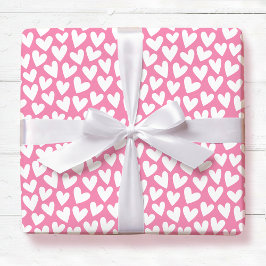 Pretty Love Heart Pattern Pink White Valentine Presentpapper