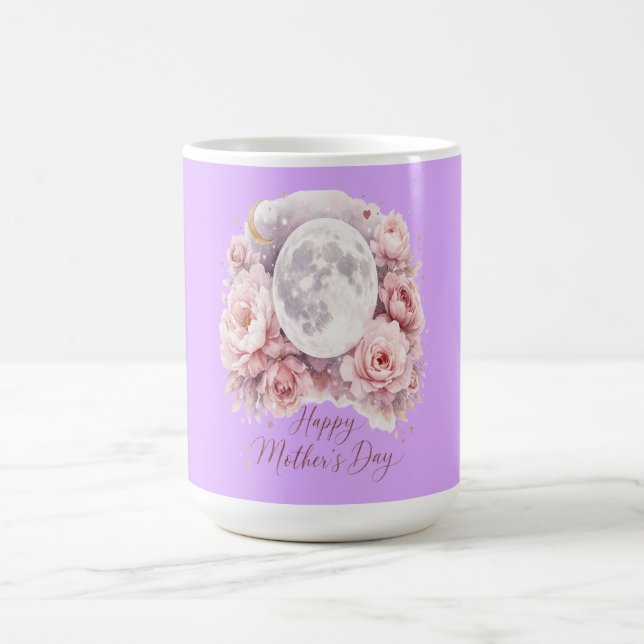 Pretty Mauve Moon Floral Mug 15oz – Gift for Mom Kaffemugg (Center)