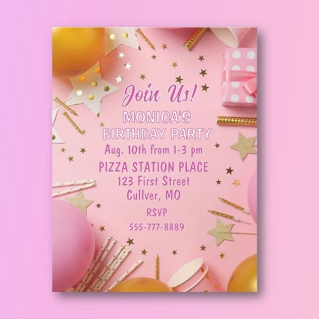 Pretty n Pink! Custom Birthday Party Invitation Inbjudningar (Skapare uppladdad)