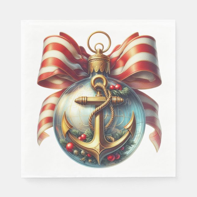 PRETTY NAUTICAL THEMED HOLIDAY CHRISTMAS  PAPPERSSERVETT (Framsidan)