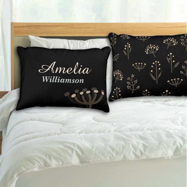 Pretty Night Mimosa Florals Personalize Prydnadskudde (Skapare uppladdad)