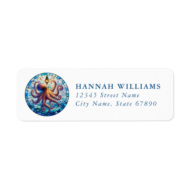 Pretty Octopus Return Address Labels Returadress Etikett (Framsidan)