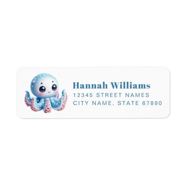 Pretty Octopus Return Address Labels Returadress Etikett (Framsidan)