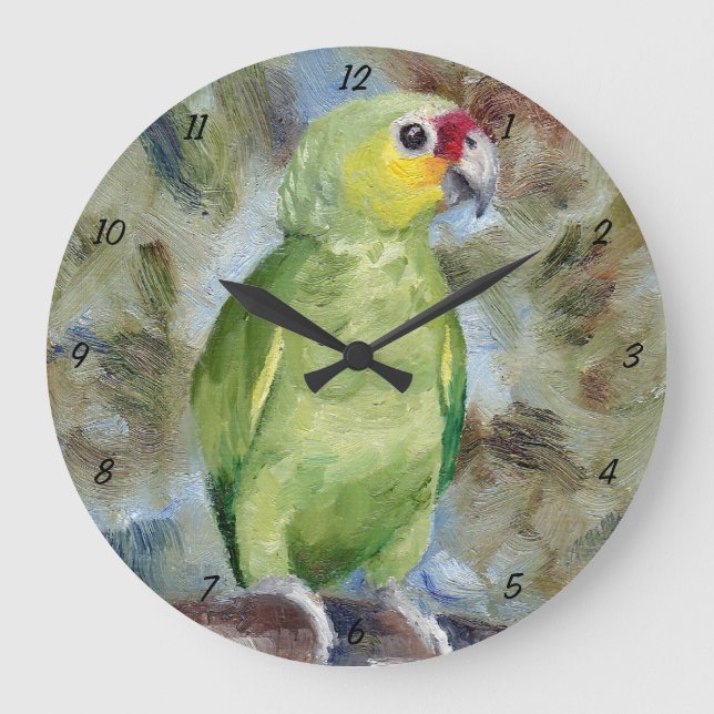 Pretty Parrot Wall Clock Stor Klocka (Framsida)