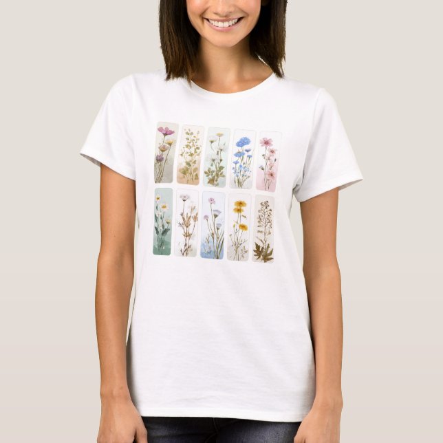 PRETTY PASTEL BOHO WILDFLOWER BRUSHSTROKES T SHIRT (Framsida)