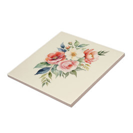 Pretty Pastel Floral Kakelplatta