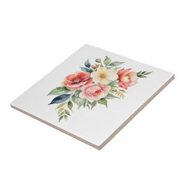 Pretty Pastel Floral Kakelplatta