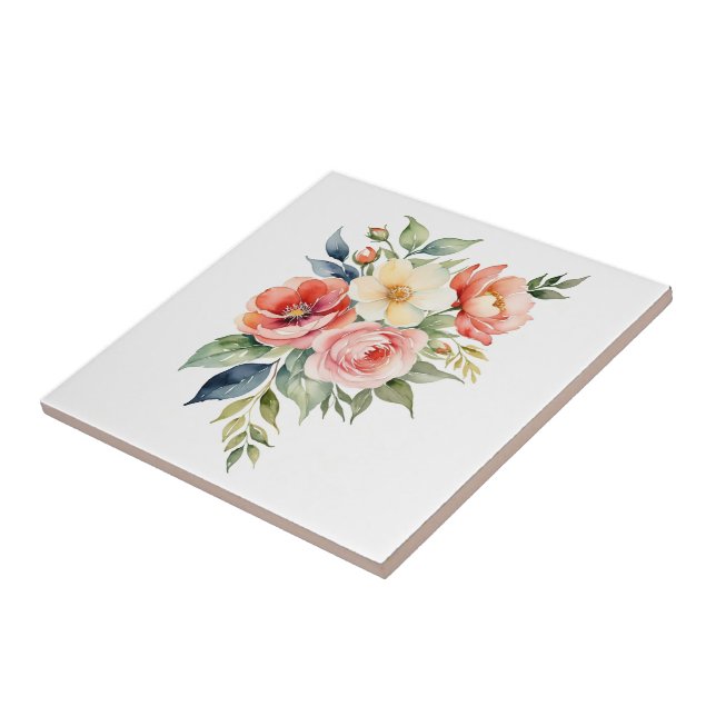 Pretty Pastel Floral Kakelplatta (Sidan)