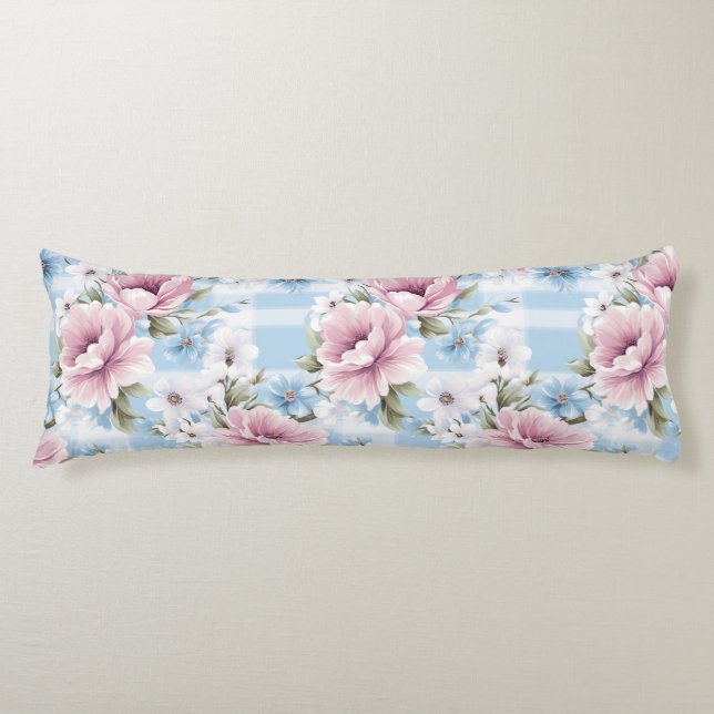 PRETTY PASTEL PINK WHITE BLUE WATERCOLOR FLOWERS KROPPSKUDDE (Framsidan)