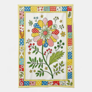 Pretty Patterned Flower Tea Towel. Kökshandduk