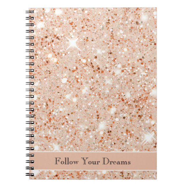 Pretty Peach Glitter Dreams Anteckningsbok (Framsidan)
