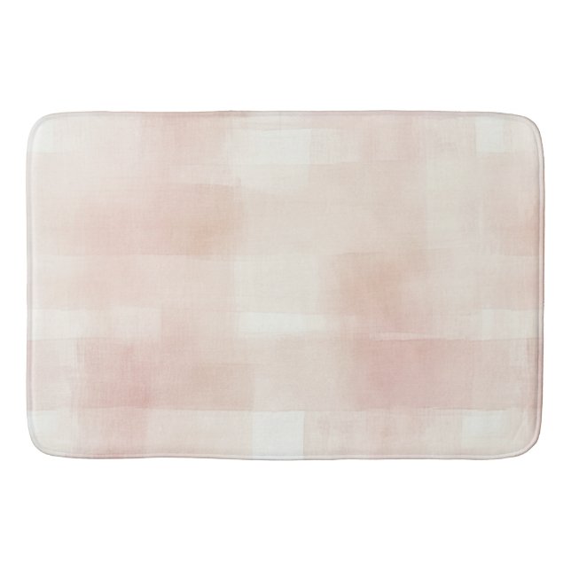 Pretty Peach Pink Cream Plaid Badrumsmatta (Framsidan)