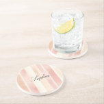 Pretty Peach Pink Cream Stripes  Underlägg<br><div class="desc">Blush Pink Peach Cream Stripes Romantic personalized</div>