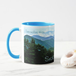 Pretty Personalized Smoky Mountains Blue Green Mug Mugg