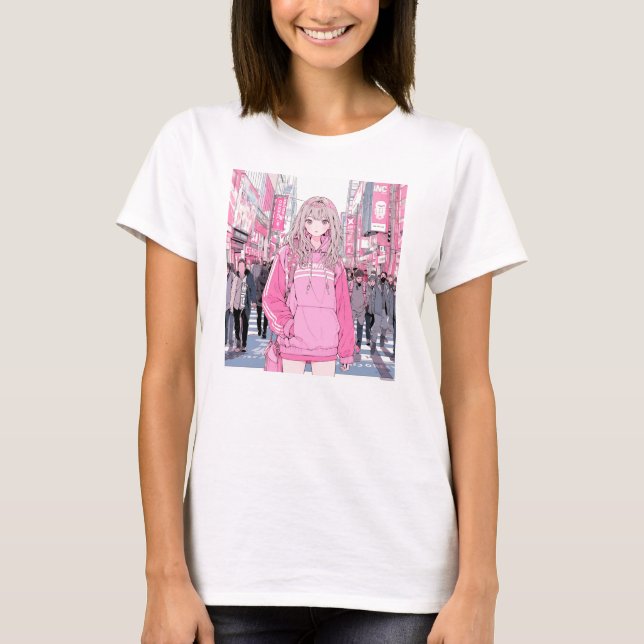Pretty Pink｜寿司娘 Tシャツ GenerativeAI T-shirt (Framsida)
