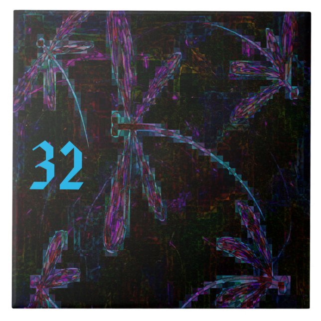 Pretty Pink and Purple Dragonflies Kakelplatta (Framsidan)