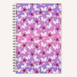 Pretty Pink and White Butterfly Spiral Notebook