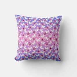 Pretty Pink and White Butterfly Throw Pillow Kudde