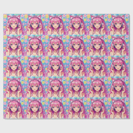 Pretty Pink Anime Girl's Birthday Party Presentpapper