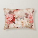 Pretty Pink Blush Cream Rose Floral Prydnadskudde<br><div class="desc">Pretty Pink Blush Cream Rose Floral</div>