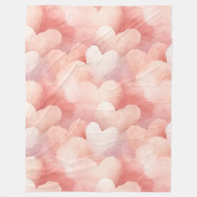 Pretty Pink Blush Hearts Fleecefilt (Framsidan)