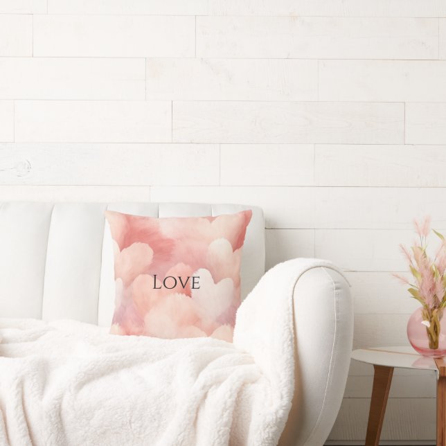 Pretty Pink Blush Hearts Kudde (Soffa)
