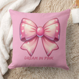 Pretty Pink Bow-Dream in Pink Throw Pillow Kudde