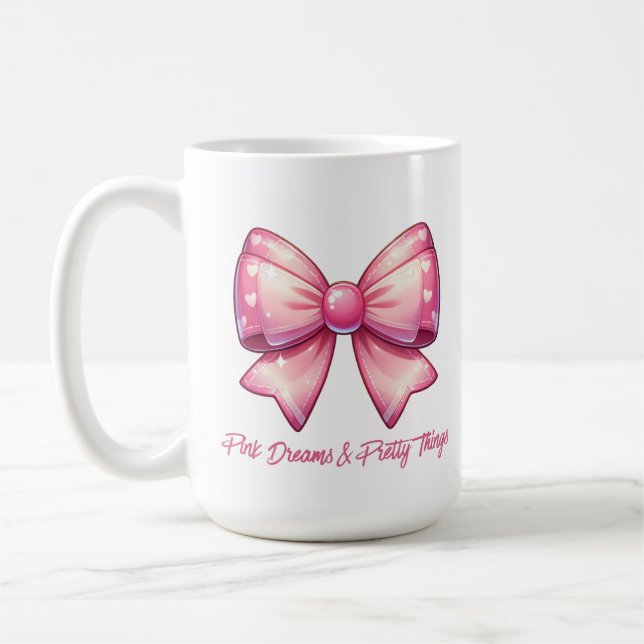Pretty Pink Bow-Pink Dreams & Pretty Things Kaffemugg (Vänster)