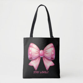 Pretty Pink Bow Tote Bag Tygkasse