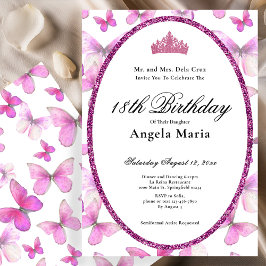 Pretty Pink Butterflies 18th Birthday Debut  Inbjudningar