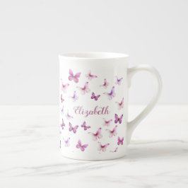 Pretty Pink Butterflies Custom Name Benporslin Mugg