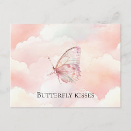 Pretty Pink Butterfly In The Clouds Vykort