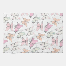 Pretty Pink Butterfly Pattern Kökshandduk