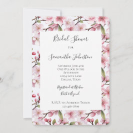 Pretty Pink Cherry Blossom Floral Bridal Shower Inbjudningar