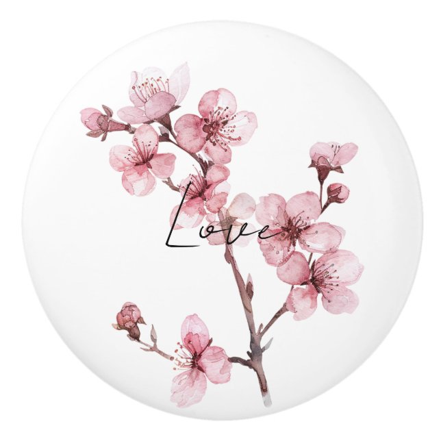 Pretty Pink Cherry Blossom Floral Love Knopp (Framsidan)