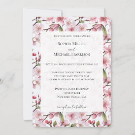 Pretty Pink Cherry Blossom Floral Wedding Inbjudningar