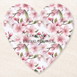 Pretty Pink Cherry Blossom Flowers Bridal Shower Underlägg Papper