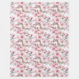 Pretty Pink Cherry Blossom Flowers Fleecefilt