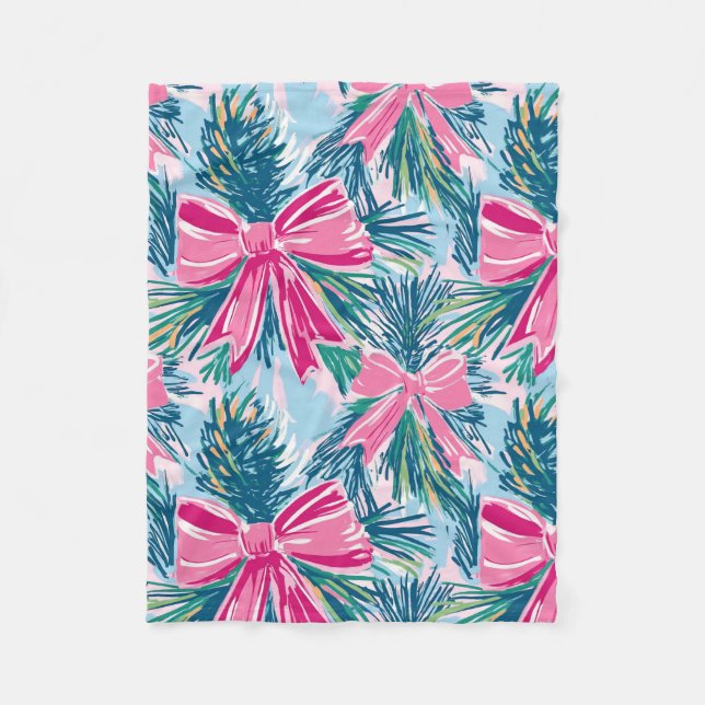 Pretty Pink Coquette Bow And Tree Sprig Pattern Fleecefilt (Framsidan)