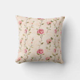 Pretty Pink Cream Roses Floral Kudde