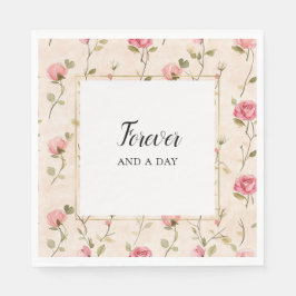 Pretty Pink Cream Roses Floral Wedding Forever Pappersservett